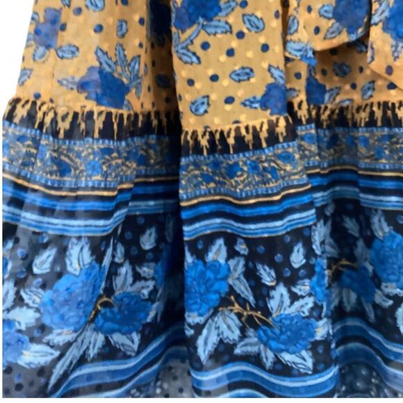 Ulla Johnson Romilly Silk Floral Orange Blue Long Sleeve Midi Dress Size 4 - Picture 8 of 14